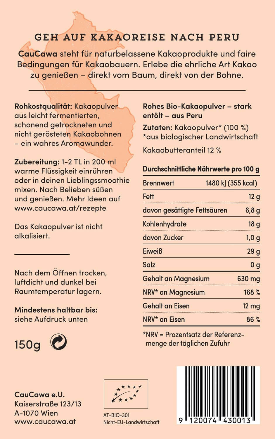 Bio-Kakaopulver roh 150g