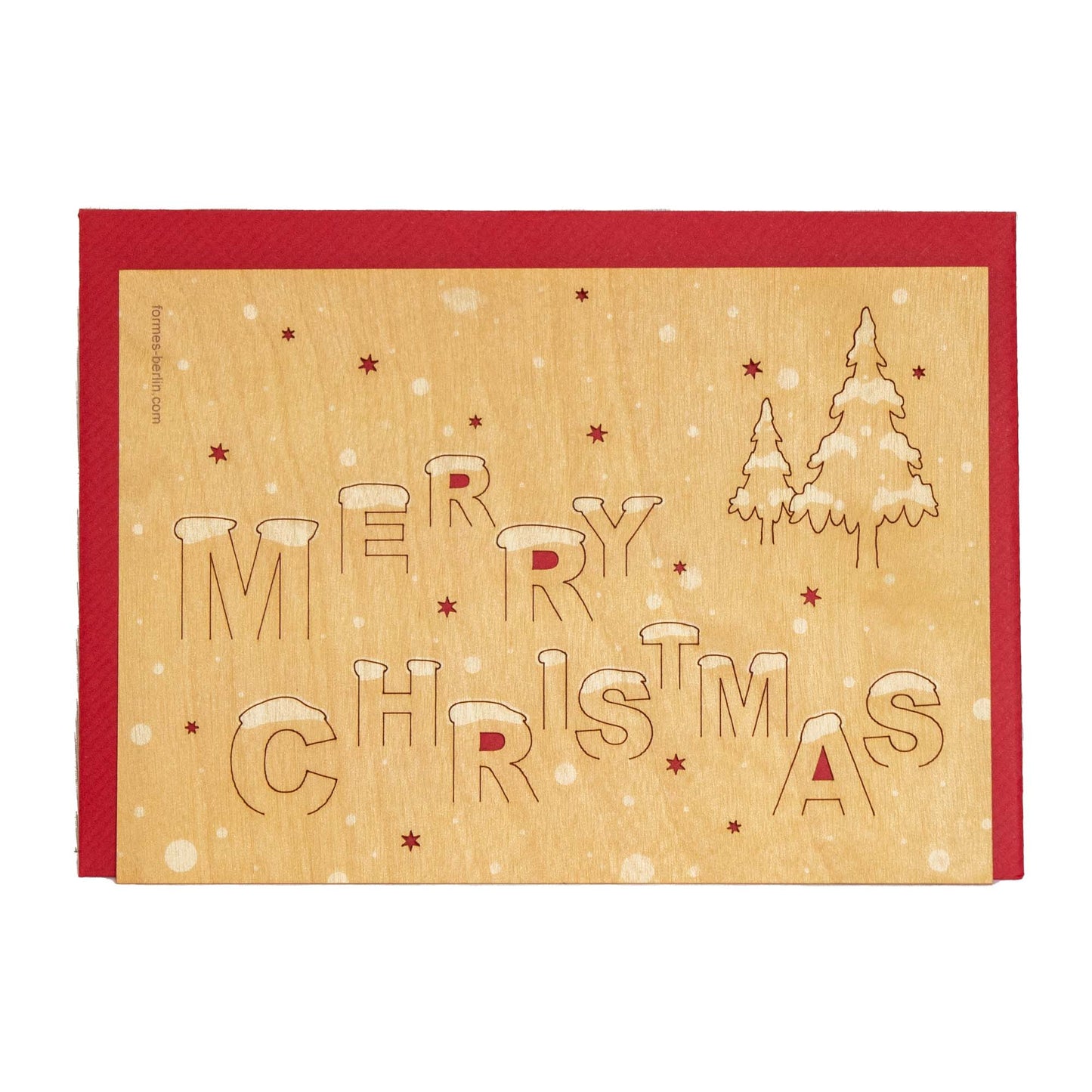 Weihnachtskarte "Merry Christmas" | aus Birkenholz